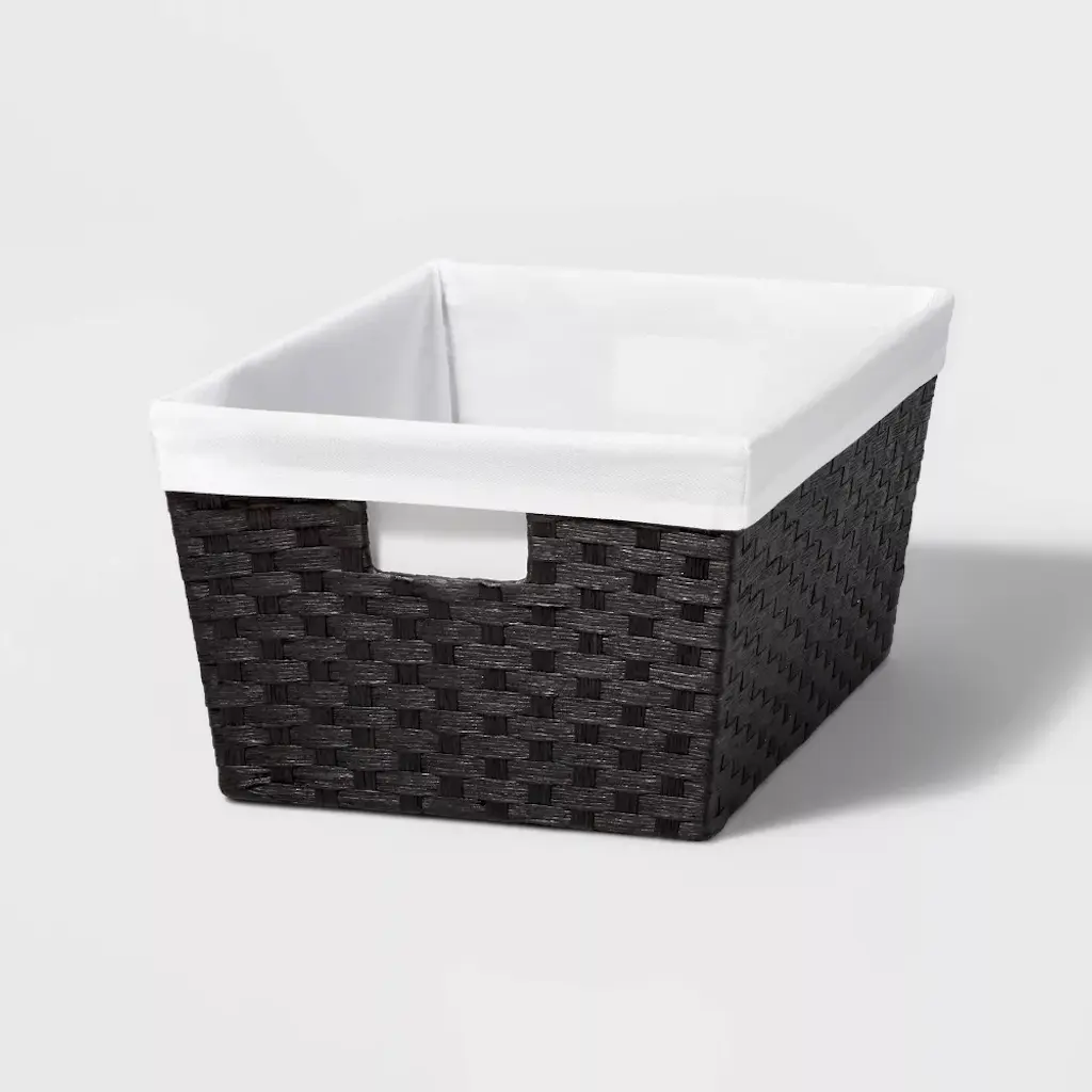 17 x 12 x 8 Large Woven Lined Basket Black - Brightroom™ by Target · Deft